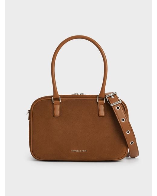 Charles & Keith Brown Sianna Bowling Bag