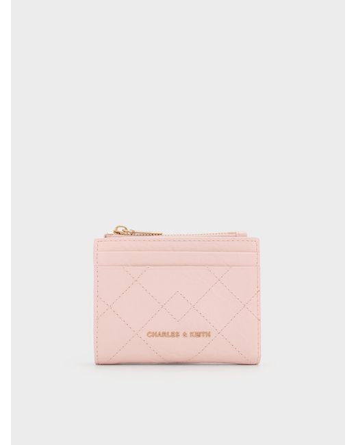 Charles & Keith Pink Duo Quilted Small Wallet