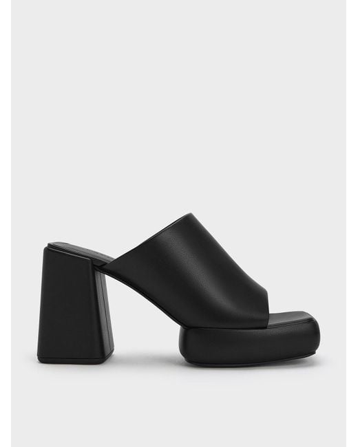 Charles & Keith Black Lucile Block-heel Platform Mules