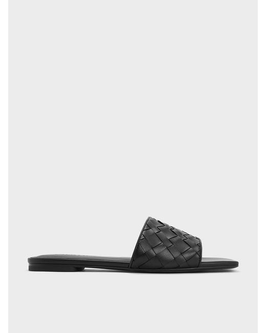 Charles & Keith White Ivette Woven Slide Sandals
