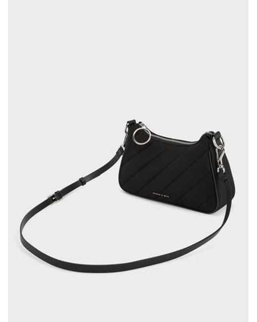 Charles & Keith White Philomena Nylon Puffy Chain-strap Crossbody Bag