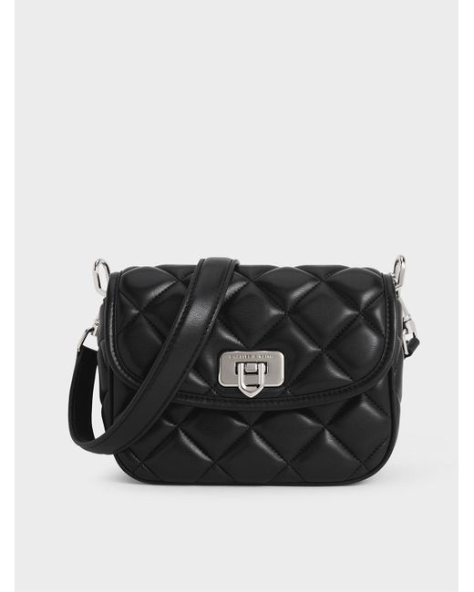 Charles & Keith Black Cressida Quilted Crossbody Bag
