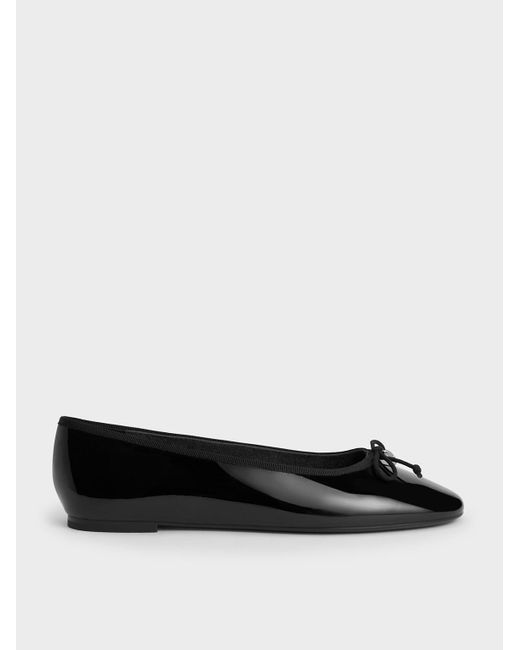 Charles & Keith White Patent Bow Ballet Flats