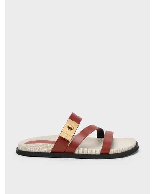 Charles & Keith Multicolor Aelin Canvas Metallic-Buckle Strappy Sandals