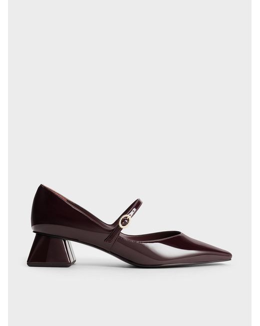 Charles & Keith Multicolor Roxane Patent Square-Toe Mary Janes
