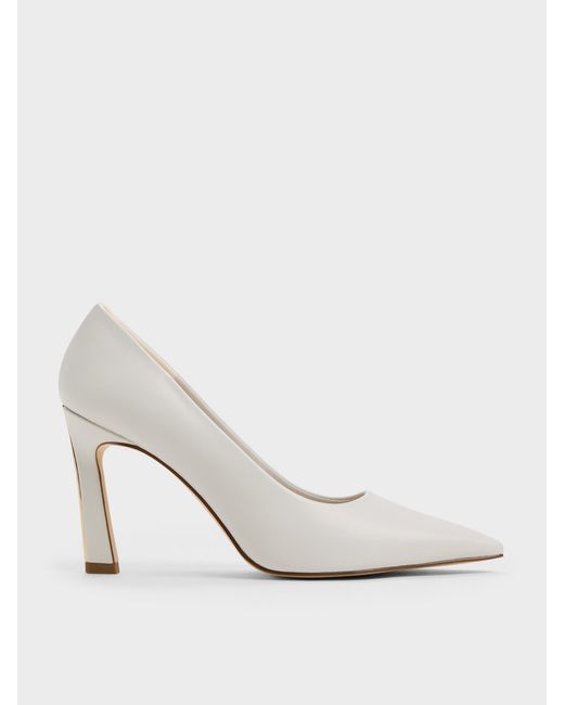 Charles & Keith White Kerra Pointed High Heels
