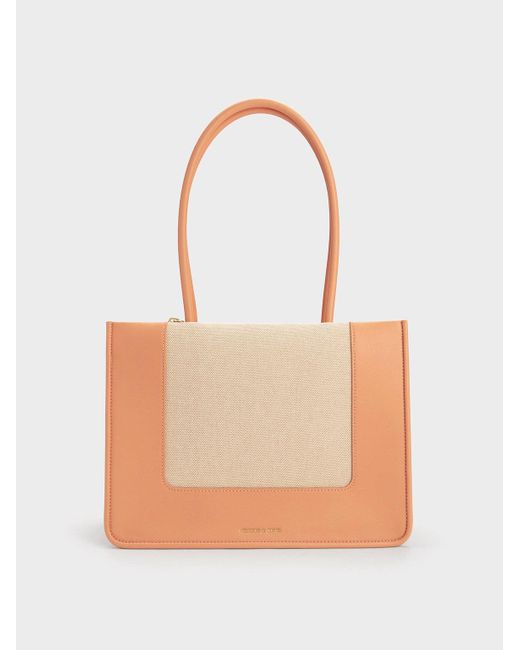 Charles & Keith Daylla Canvas Tote Bag in White | Lyst