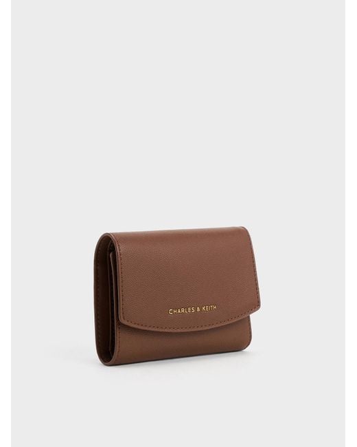 Charles & Keith Brown Curved Front Flap Wallet