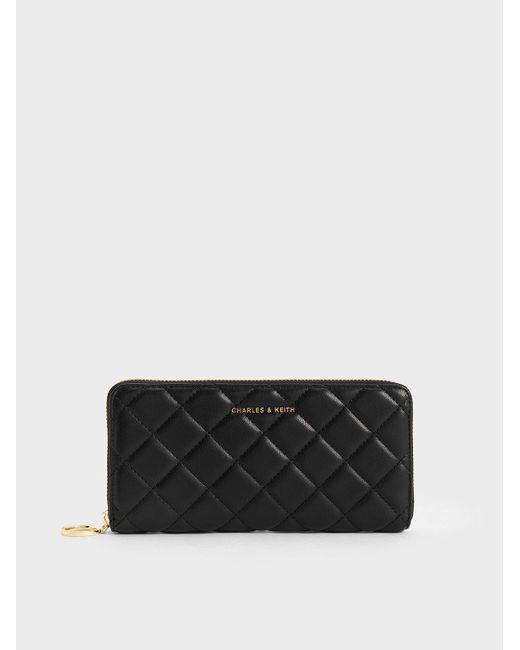 Charles & Keith Black Cressida Quilted Long Wallet