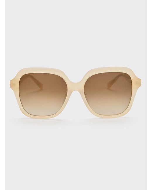 Charles & Keith Natural Recycled Acetate Wide-square Sunglasses
