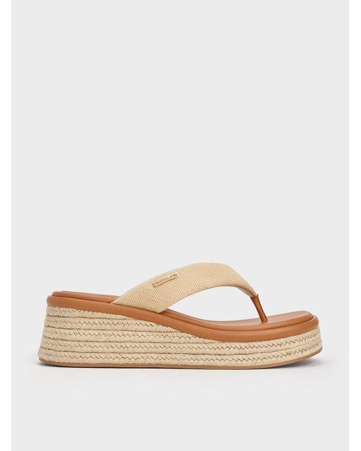 Charles & Keith Multicolor Woven Espadrille Thong Sandals