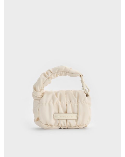 Charles & Keith Natural Klio Nylon Ruched Micro Bag Charm
