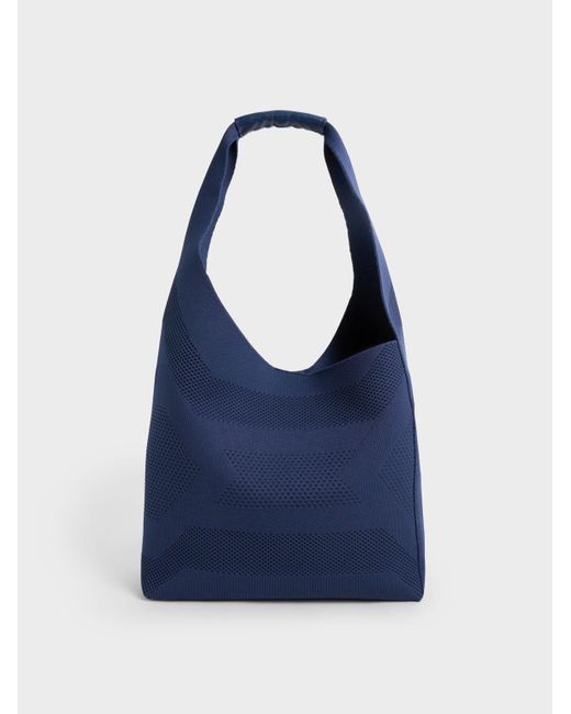 Charles & Keith Blue Lorain Knitted Hobo Bag