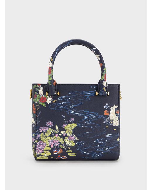 Charles & Keith Rabbit Illustrated Tote Bag in Blue | Lyst