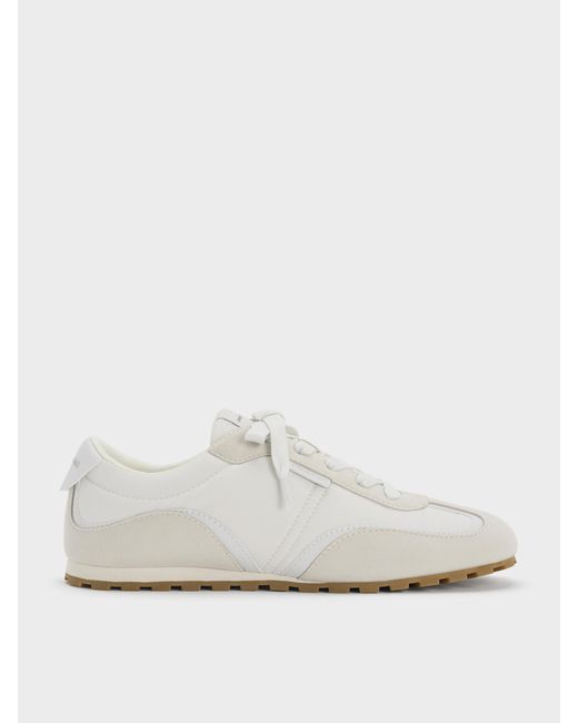 Charles & Keith White Nylon Contrast-Panel Sneakers