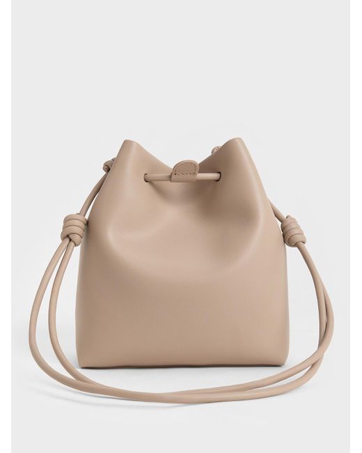 Charles & Keith Natural Leia Knotted Bucket Bag