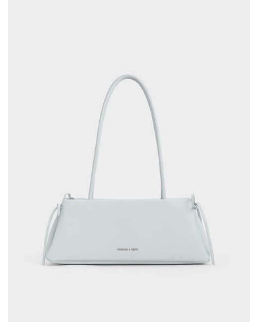 Charles & Keith White Hazel Bow Elongated Trapeze Shoulder Bag