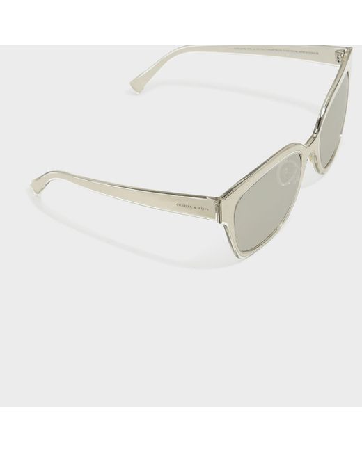 Charles & Keith White Oversized Square Metallic Accent Sunglasses