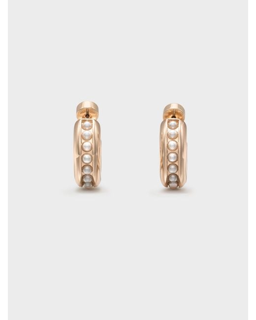 Charles & Keith White Pearl Open-Hoop Earrings