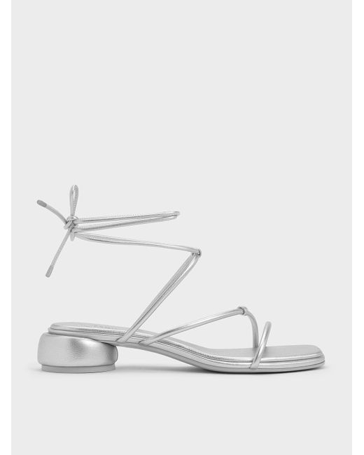 Charles & Keith Natural Strappy Tie-around Sandals