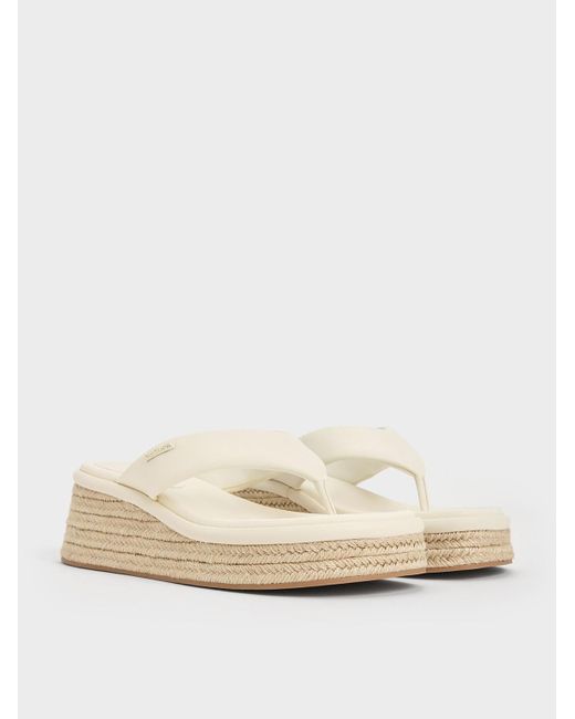 Charles & Keith Natural Espadrille Thong Sandals