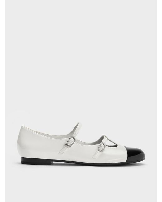 Charles & Keith White Double-strap T-bar Mary Janes