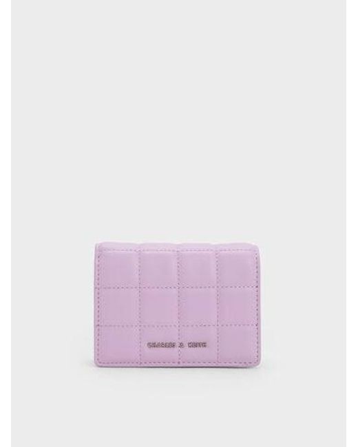 Charles & Keith Purple Quilted Mini Short Wallet