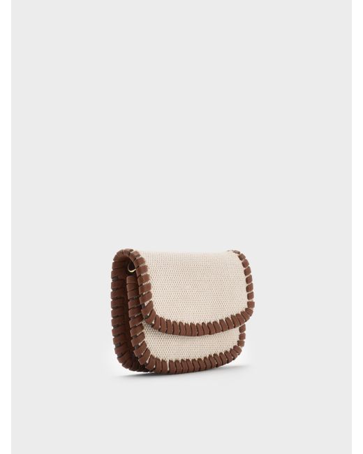 Charles & Keith Blue Blume Canvas Braided Chain-handle Wallet