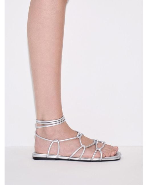 Charles & Keith White Strappy Knotted Tie-around Sandals