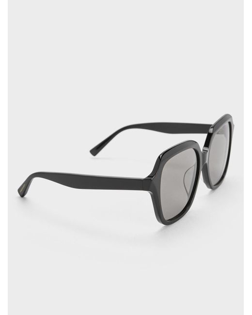 Charles & Keith Gray Recycled Acetate Wide-square Sunglasses