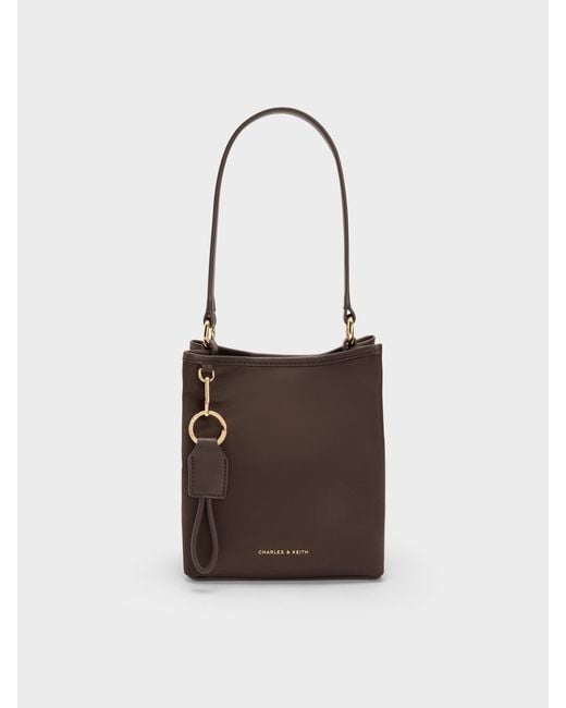Charles & Keith White Levy Nylon Bucket Bag