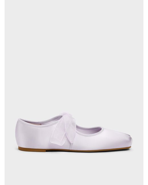 Charles & Keith White Camila Satin Mary Jane Flats