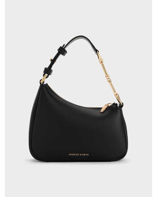 Charles & Keith Black Mini Agatha Chain-Strap Shoulder Bag
