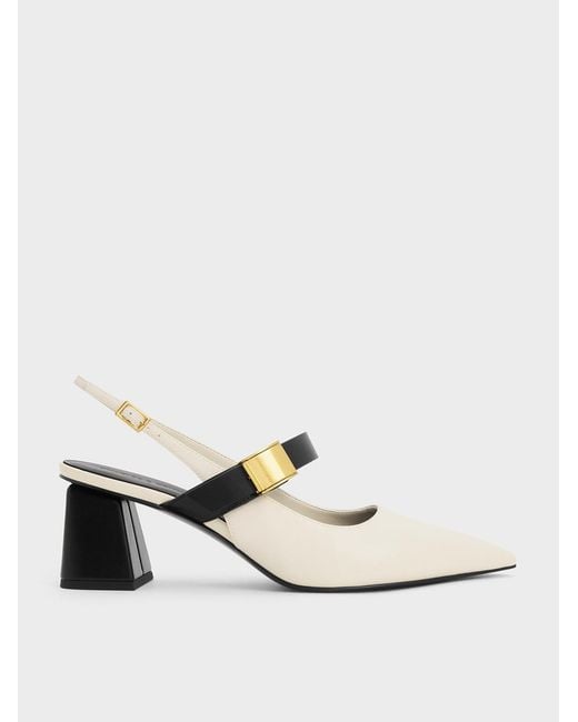 Charles & Keith White Yvette Mary Jane Slingback Pumps
