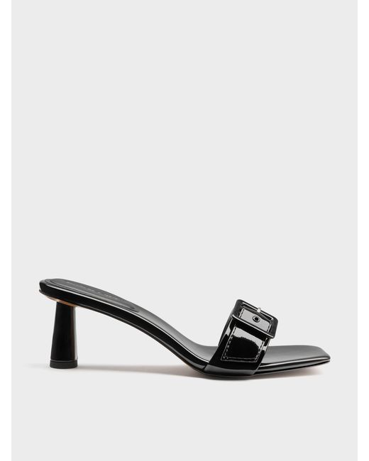 Charles & Keith Multicolor Patent Buckle-strap Heeled Mules