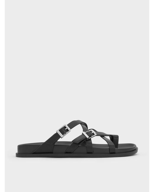 Charles & Keith Black Crossover Toe-ring Sandals