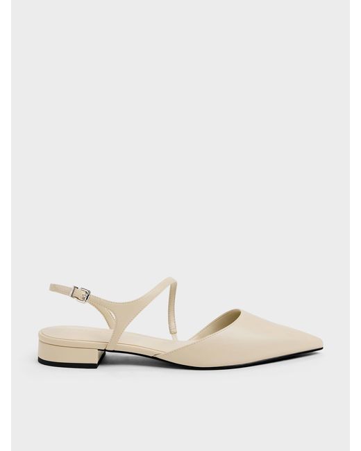 Charles & Keith White Cordelia Pointed Slingback Flats