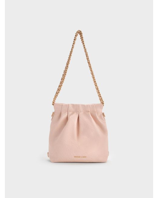 Charles & Keith Pink Duo Chain-handle Two-way Backpack
