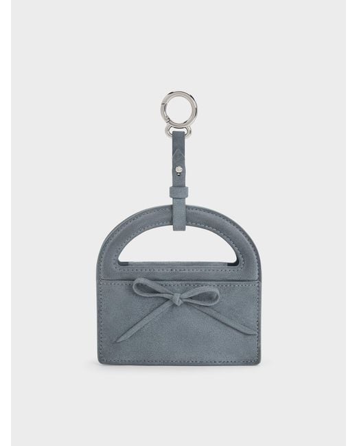 Charles & Keith Blue Reese Bow Top Handle Wristlet