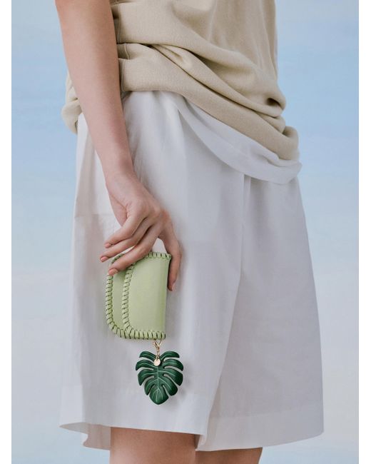 Charles & Keith Green Blume Braided Chain-handle Wallet