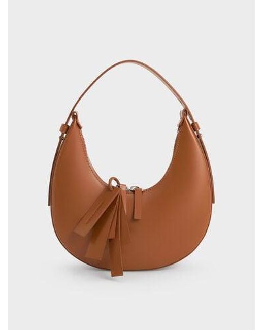 Charles & Keith White Carey Crescent Hobo Bag