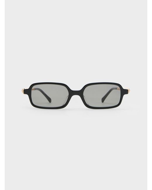 Charles & Keith Black Sable Knot Rectangular Sunglasses