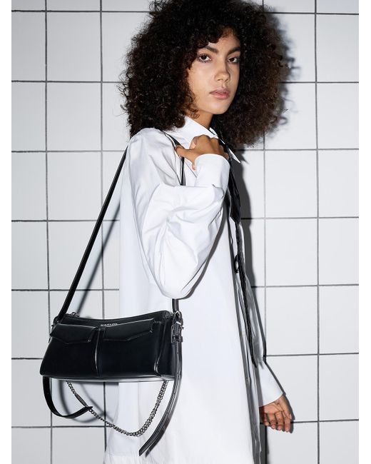 Charles & Keith Black Rachel Elongated Front-Pocket Chain-Handle Bag