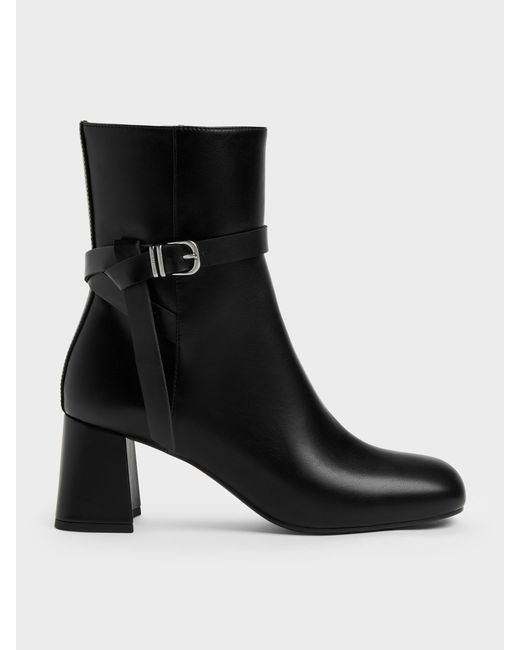 Charles & Keith Black Eliza Block-Heel Ankle Boots