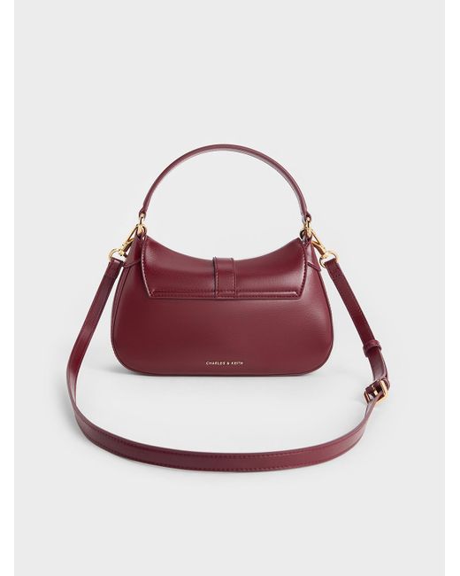 Charles & Keith Red Agatha Chain-accent Hobo Bag