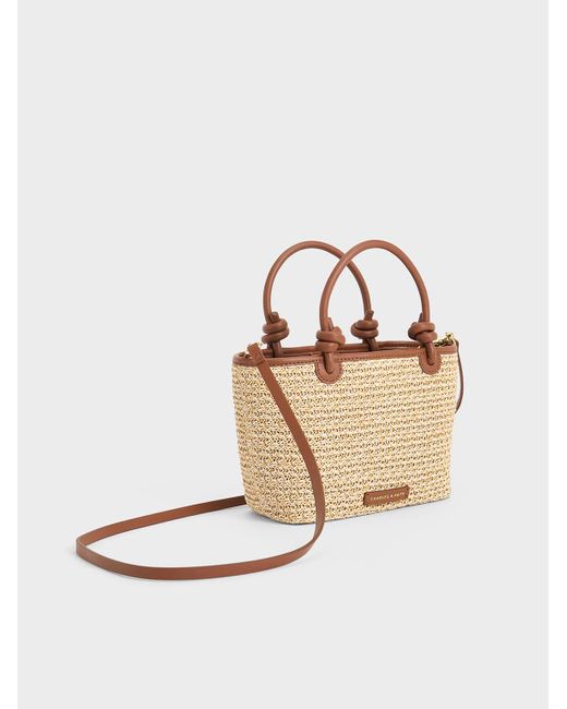 Charles & Keith Multicolor Sabine Raffia Knotted-handle Tote Bag