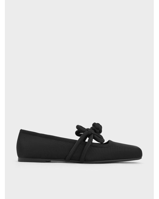 Charles & Keith Black Clover-Knot Mary Jane Flats