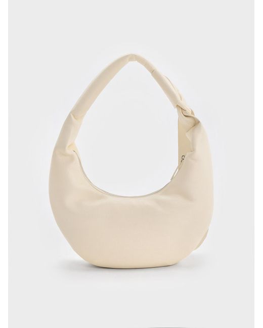 Charles & Keith Natural Toni Knotted Curved Hobo Bag