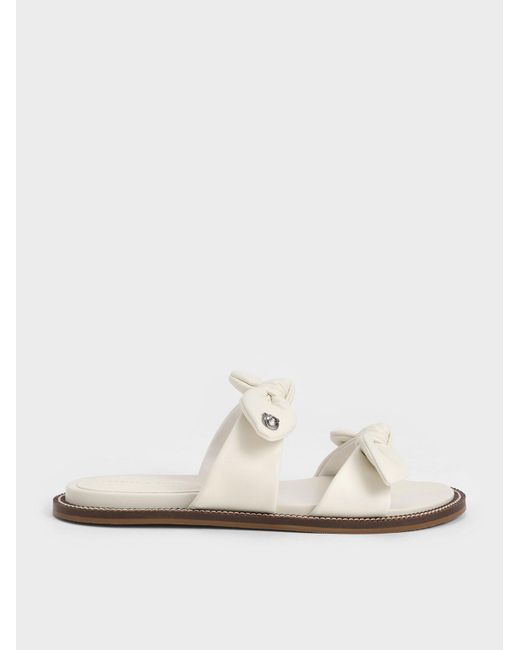 Charles & Keith Lotso Double Knotted Slide Sandals in White | Lyst
