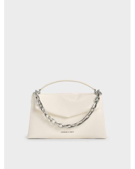 Charles & Keith Natural Andromeda Chunky-Chain Top Handle Bag
